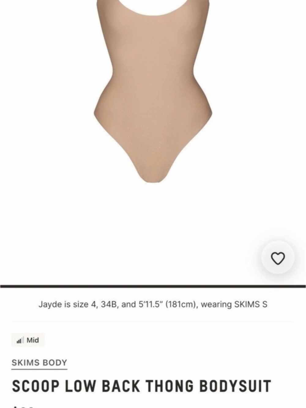 SKIMS Scoop Low Back Thong Bodysuit in Clay. 
Size Medium